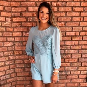 Lace open back romper